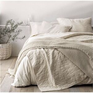 Casaluna Supima Percale Sheet Set Queen Size Natural  250 Thread Count 4 Pc Set